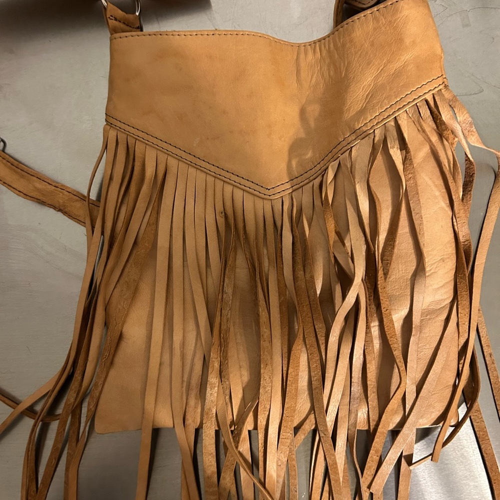 Tan Fringe Leather Bag